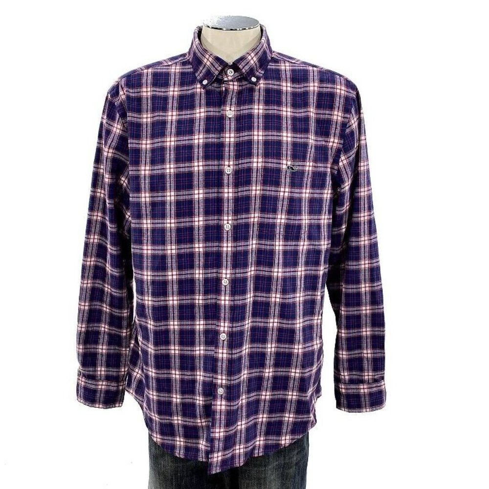 Vineyard Vines Performance Classic Fit Tucker Shirt L Plaid Long Sleeve Mens
